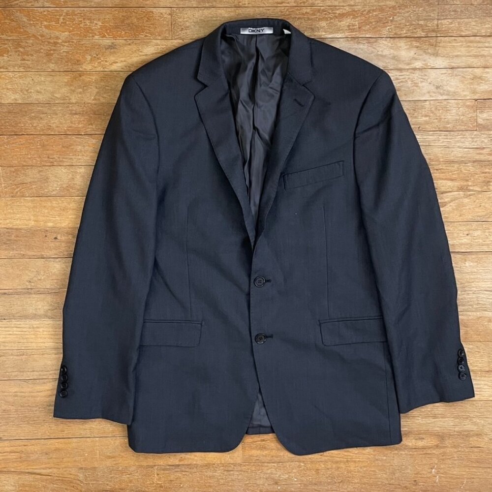 Vintage Mens Dkny Blazer Size 40r | 1990s Gray Wool Sport Coat Suit Jacket